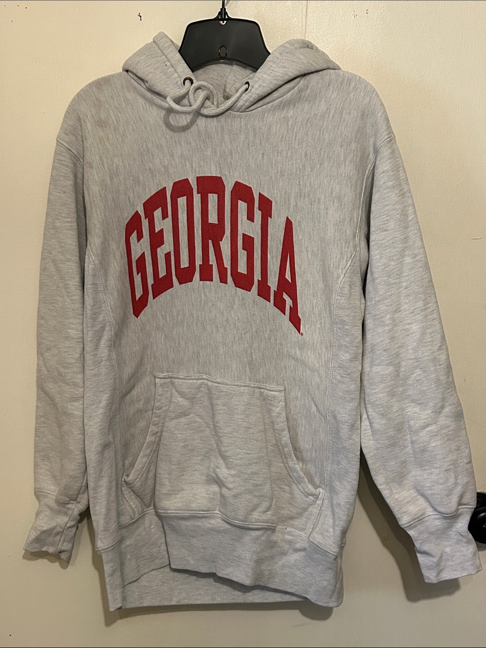 Georgia Arch Hoodie in Light Gray with Red Logo